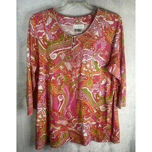 Soft Surroundings 2X Embellished Paisley Tunic Top